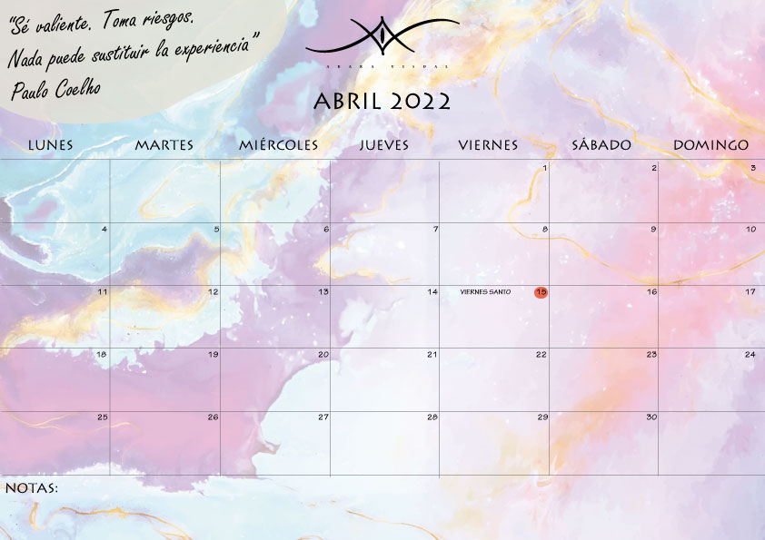 calendario abril 2022 de adara visual 