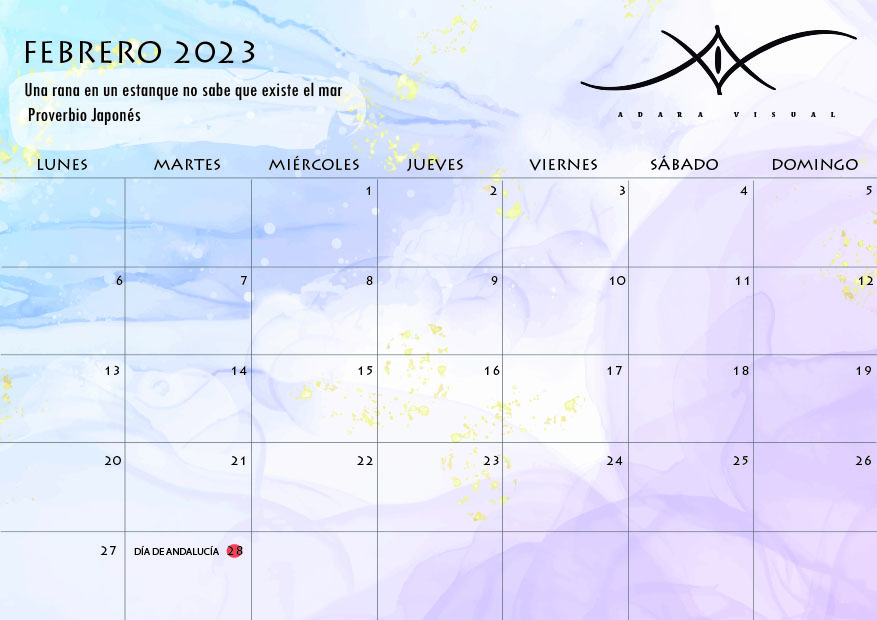 calendario febrero 2023 de adara visual