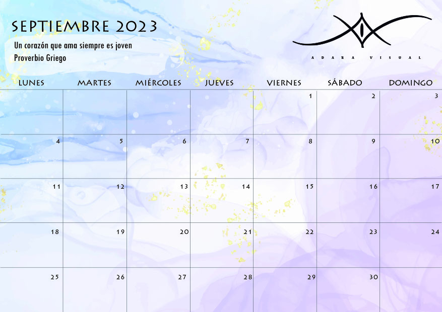 calendario descargable gratuito de septiembre 2023 por adara visual